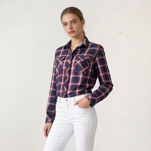 DULUTH TRADING CO. | Flannel Plaid Button Down Top Sz M